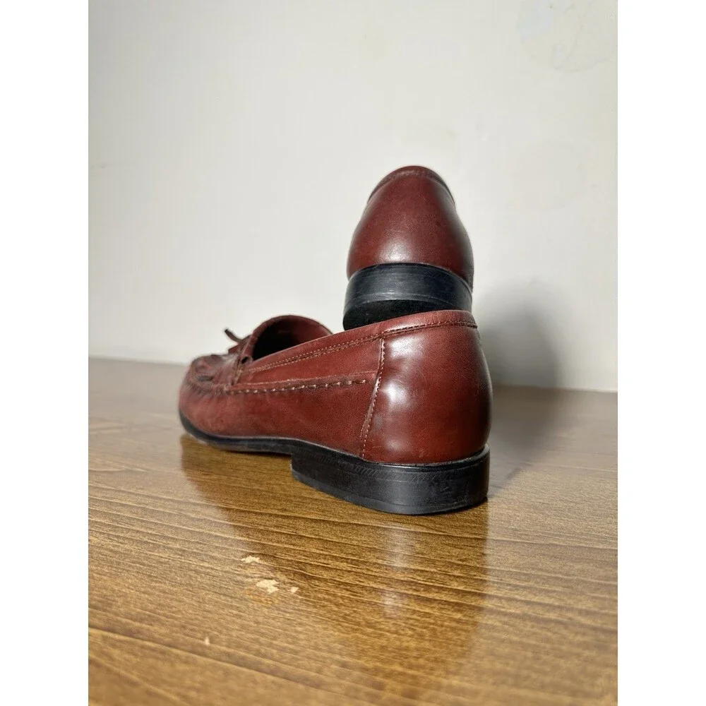 Giorgio Brutini Vegas Men's Burgundy Leather Woven Tassel Loafer US 7